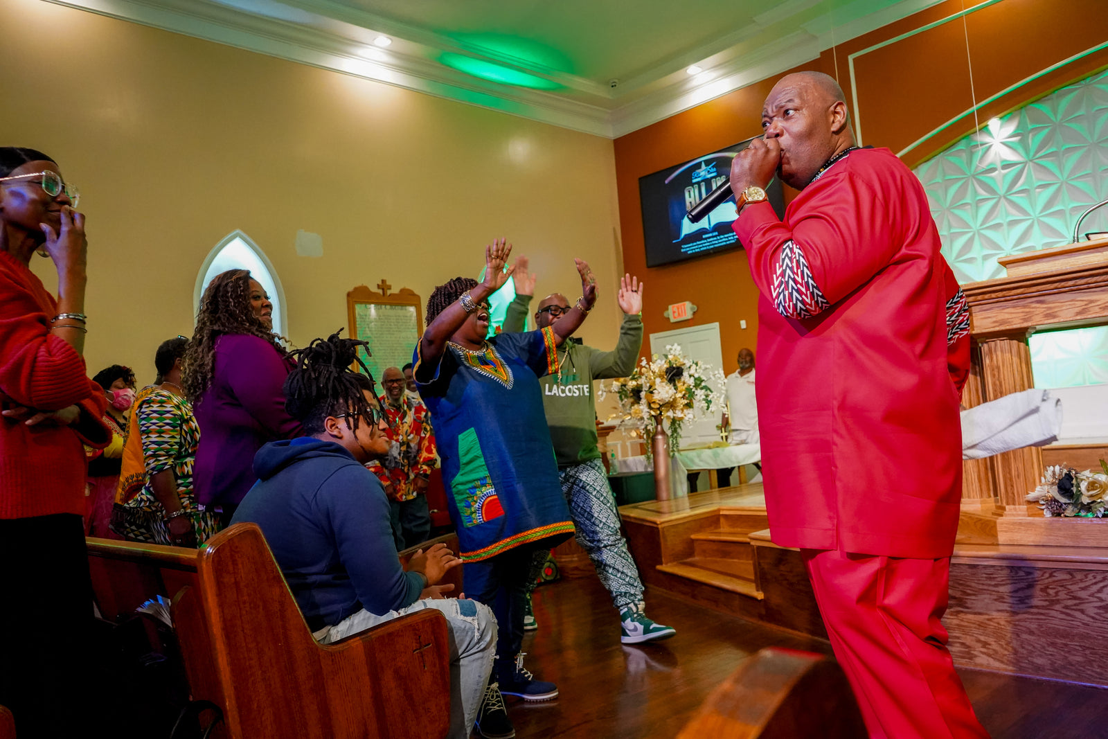 Members worshiping together